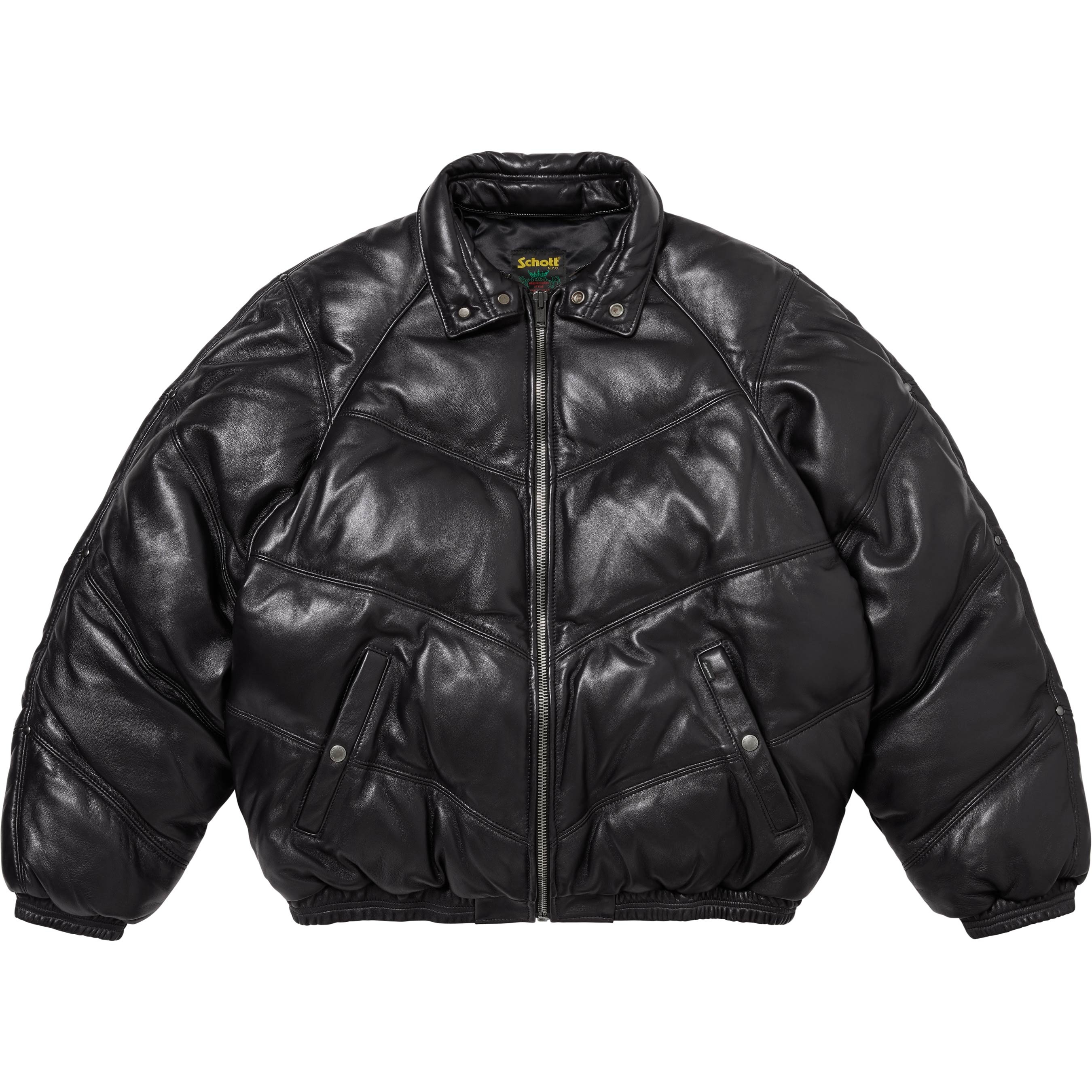 Supreme®/Schott® Chevron Leather Down Puffer Jacket view 14